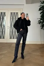 Fermuarlı Kaşe Bomber Kadın Ceket