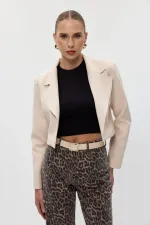 Veste blazer courte à épaulettes pour femme