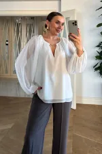 Bisiklet Yaka Uzun Kollu Bluz