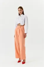 Cırt Detaylı Palazzo Kadın Pantolon