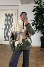 Desenli Polar Kadın Sweathirt