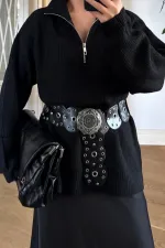 Zımbalı Kovboy Kadın Kemer