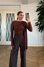 Kemer Detaylı Düz Kesim Kadın Pantolon