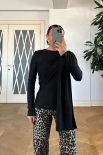 Şal Detaylı Uzun Kollu Bluz