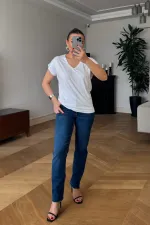 T-shirt basique à col en V pour femme