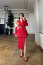 Kemerli Blazer Kadın Ceket