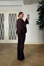 Bağcık Detaylı Fırfırlı Uzun Kollu Bluz