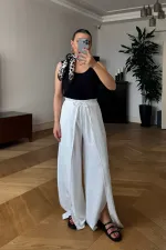 Beli Lastikli Yırtmaç Detaylı Kadın Pantolon