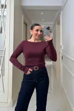 Kayık Yaka uzun Kollu Bluz