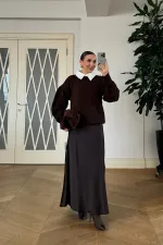 Gömlek Yaka Triko Kadın Kazak