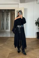 Kayık Yaka Uzun Kollu Bluz