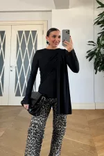 Şal Detaylı Uzun Kollu Bluz