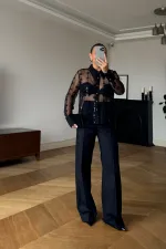 Transparan Tül Kadın Gömlek