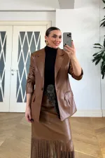 Faux Leather Blazer Women's Jacket Faux Leather Blazer Women's Jacket