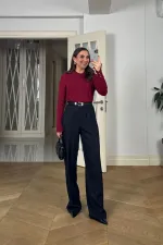 Beli Lastikli Pileli Palazzo Kadın Pantoln