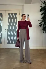 Kemer Detaylı Düz Kesim Kadın Pantolon