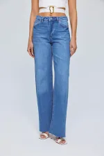 Yüksek Wideleg Kadın Kot Pantolon