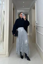 Asimetrik Kesim Midi Tül Etek