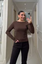 Kayık Yaka uzun Kollu Bluz