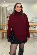 Balıkçı Yaka Asimetrik Triko Kadın Kazak