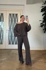 Kayık Yaka Sweat Pantolon Kadın Takım