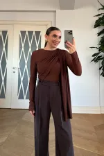 Şal Detaylı Uzun Kollu Bluz