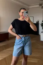 Bisiklet Yaka Arkası V Kadın Tişört