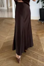 Beli Lastikli Uzun Saten Etek