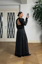 Sırt Dekolteli Puantiyeli Elbise