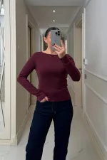 Kayık Yaka uzun Kollu Bluz