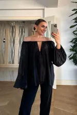 Bisiklet Yaka Uzun Kollu Bluz