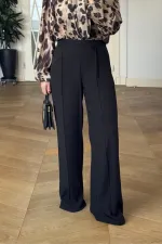 Dikiş Detaylı Bol Paça Kadın Pantolon