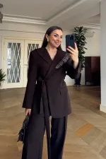 Pelerin Detaylı Blazer Ceket Pantolon Kadın Takım Pelerin Detaylı Blazer Ceket Pantolon Kadın Takım