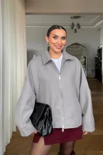 Fermuarlı Kaşe Kadın Ceket