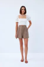 Balon Kol Gipeli Bej Bluz Tuba Butik