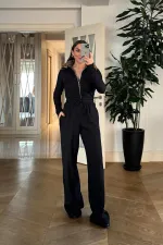 Women's Ribbed Trousers with Elastic Waistband