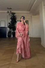 Shawl Patterned Batwing Sleeve Long Dress Shawl Patterned Batwing Sleeve Long Dress