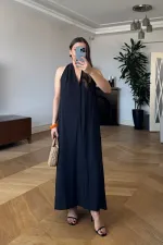 Sırt Dekolteli Uzun Elbise