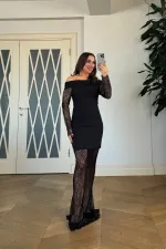 Madonna Yaka Dantel Detaylı Elbise