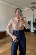 Transparan Tül Kadın Gömlek