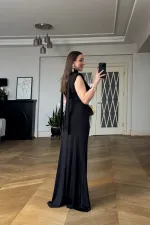 V-Neck Long Dress with Knot Detail V-Neck Long Dress with Knot Detail