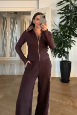 Suni Kürk Detaylı Fermuarlı Bluz