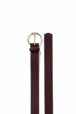 Ceinture en suédine pour femme avec boucle ronde