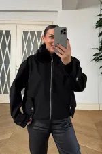 Fermuarlı Kaşe Bomber Kadın Ceket