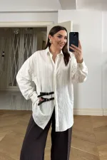 Women's Long-Sleeved Shirt with Belt Detail