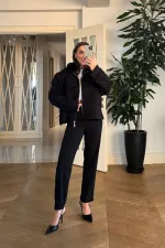 Suni Kürklü Kaşe Kadın Ceket