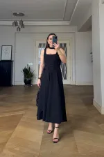 Square Neck Strappy Midi Dress