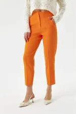 Yüksek Bel Flatolu Kadın Pantolon