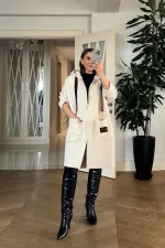 Kapüşonlu Buklet Kadın Ceket