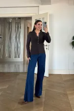 Çıtçıtlı Fitilli Triko Kazak